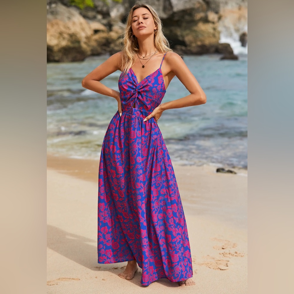 Cupshe Blue and Pink Maxi Dress